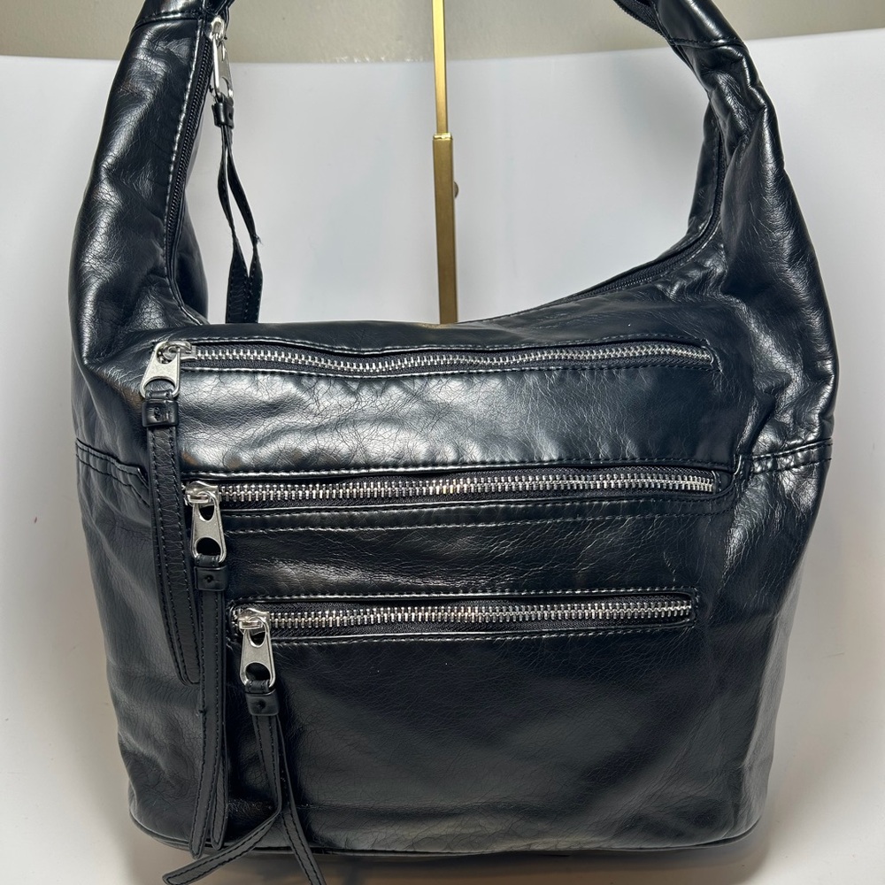 Bueno Faux Leather Black Hobo Shoulder Bag